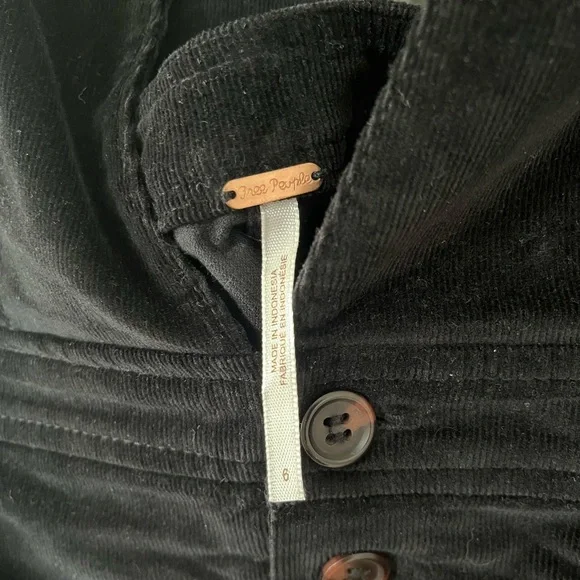 Free People Old School Love Pinafore Overall Dress Black Corduroy Womens 6 - Picture 4 of 4